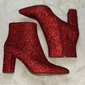 New Betsey Johnson Red Cady Rhinestone Boots